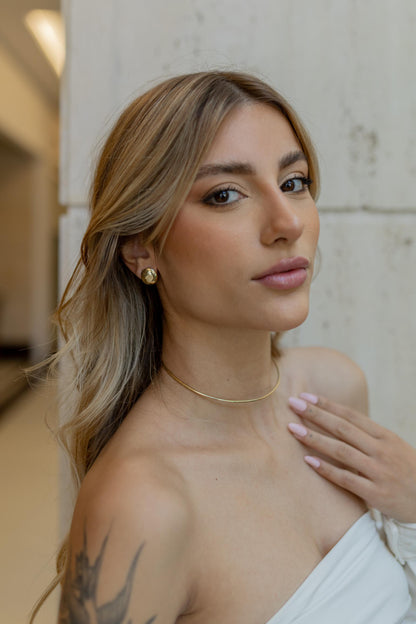 Brinco Botão Orgânico Flat Dourado