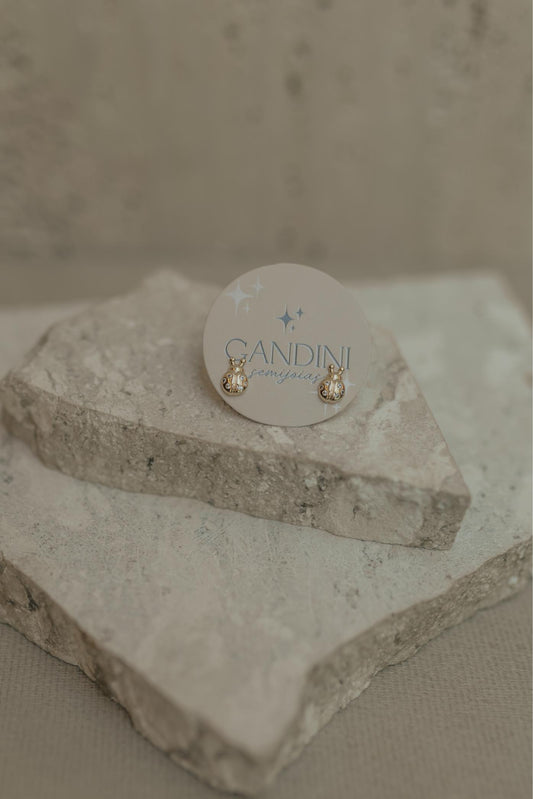 Brinco Infantil Cristal Joaninha Dourado