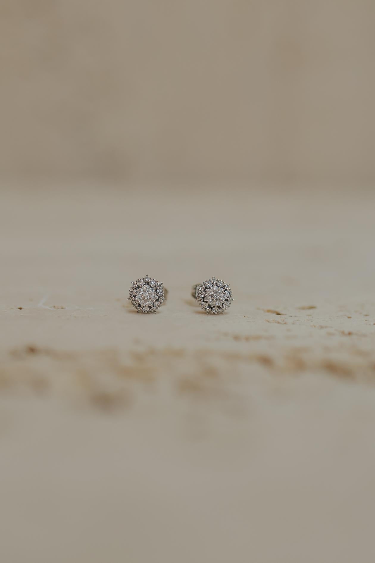 Brinco Mini Chuveirinho Cravejado Ródio Branco