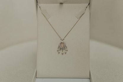 Colar Gota Cravejada Nossa Senhora Aparecida Pérola Dourado