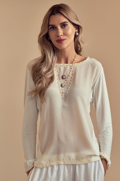 Colar Terço Gota Cravejada Pedras Naturais Dourado