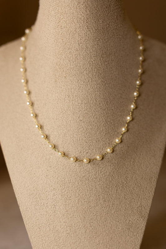 Colar Choker de Pérolas 4mm Dourado