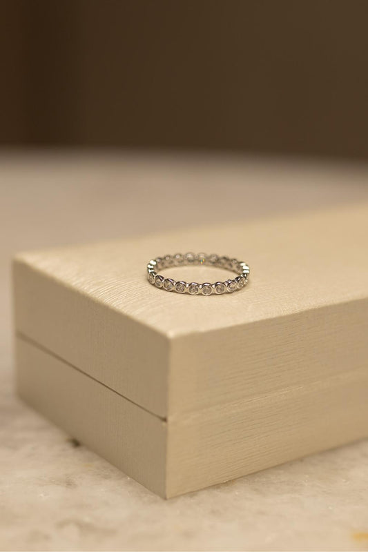 Anel Mini Confete Cristal Ródio Branco