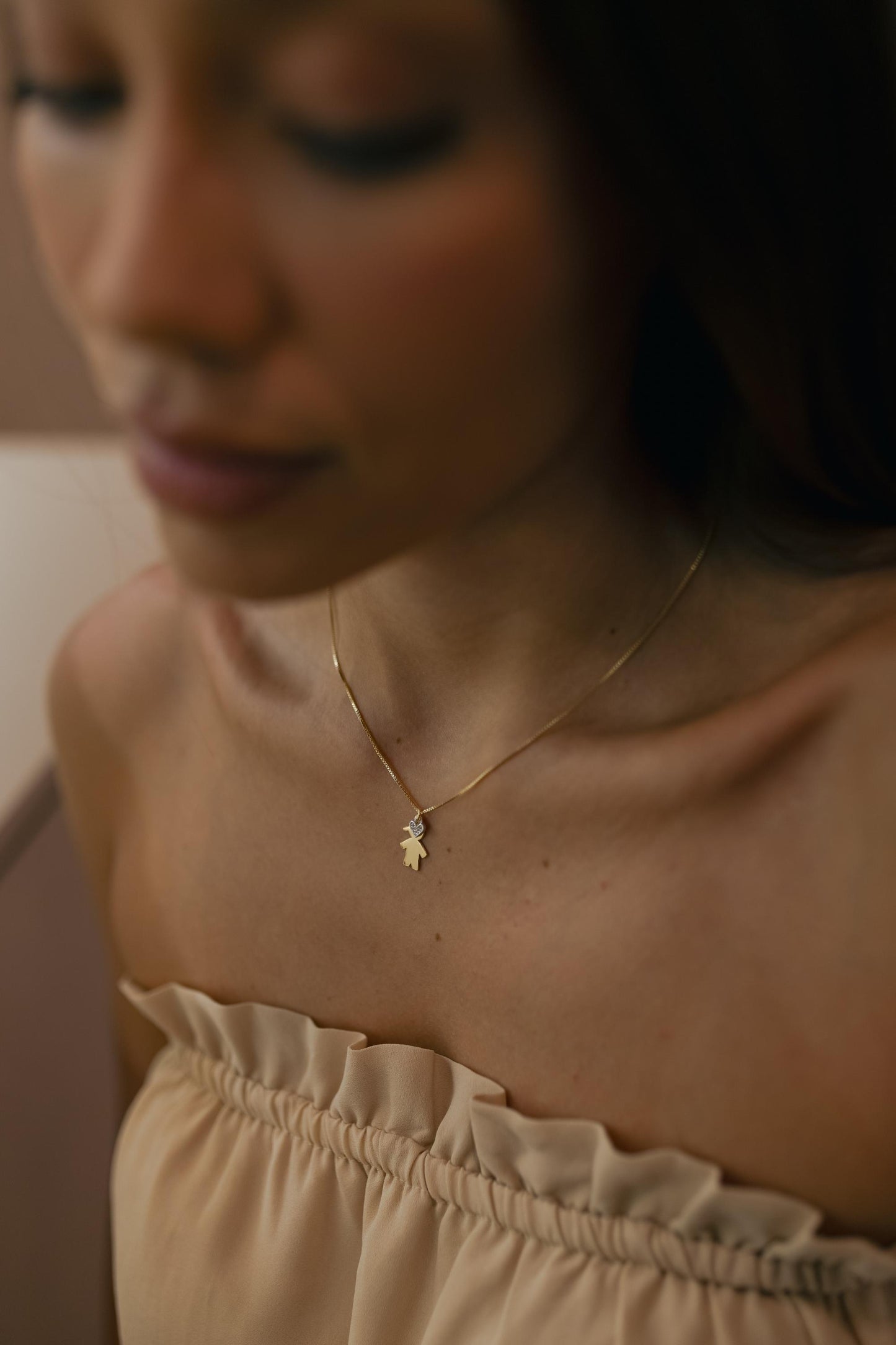 Colar Filhos Com Coração Cravejado Dourado