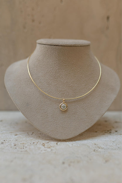 Colar 1mm Pingente 6,5mm Moissanite Prata 925 Dourado